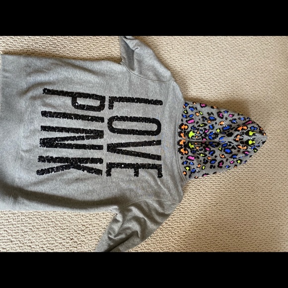 Love pink full zip leopard multicolour hoodie new Victoria secret multicolour - Picture 3 of 4